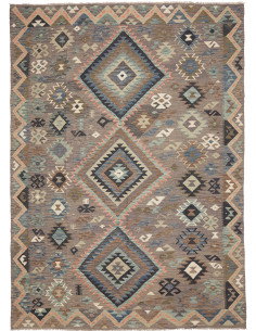 Tappeto Kilim Afghanistan 209x299 Marrone Grigi