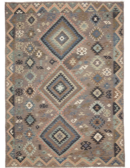 Rug Kilim Afghanistan 209x299 Brown Grey Sky Bl
