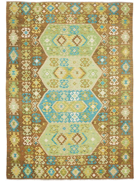 Rug Kilim Afghanistan 205x292 Brown Green Blue