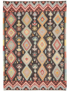 Tappeto Kilim Afghanistan 208x287 Marrone Scuro