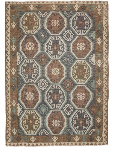 Rug Kilim Afghanistan 211x296 Brown Beige Teal