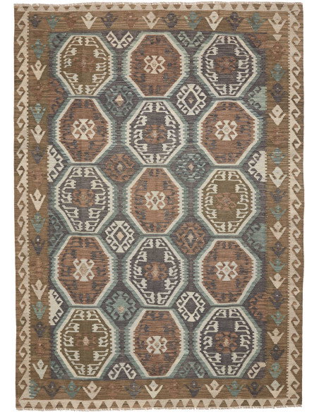 Rug Kilim Afghanistan 211x296 Brown Beige Teal