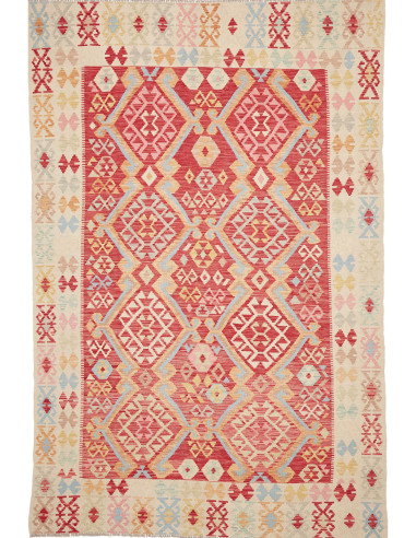 Tappeto Kilim Afghanistan 206x311 Rosso Terra A