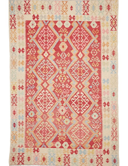 Tappeto Kilim Afghanistan 206x311 Rosso Terra A
