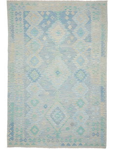 Rug Kilim Afghanistan 199x293 Sky Blue Mint Gre