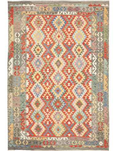 Tappeto Kilim Afghanistan 204x297 Rosso Arancio