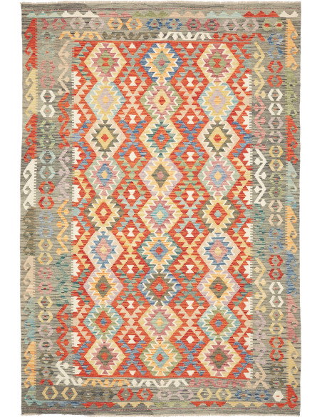 Tappeto Kilim Afghanistan 204x297 Rosso Arancio