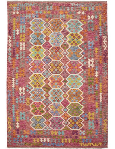 Tappeto Kilim Afghanistan 201x294 Magenta Fucsi