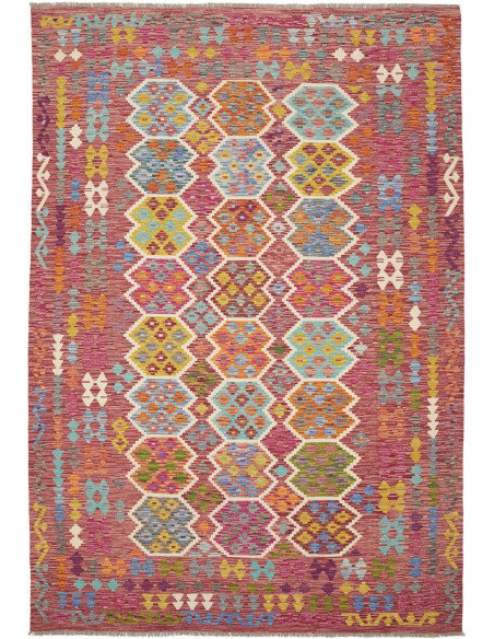 Tappeto Kilim Afghanistan 201x294 Magenta Fucsi