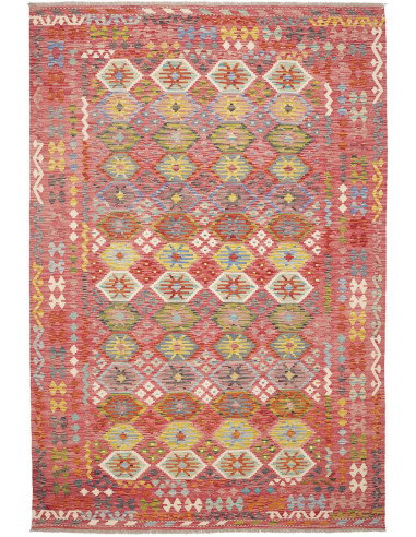 Tappeto Kilim Afghanistan 203x298 Rosa Corallo