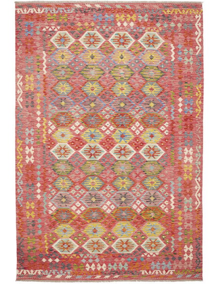Tappeto Kilim Afghanistan 203x298 Rosa Corallo