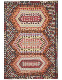 Tappeto Kilim Afghanistan 201x290 Marrone Scuro
