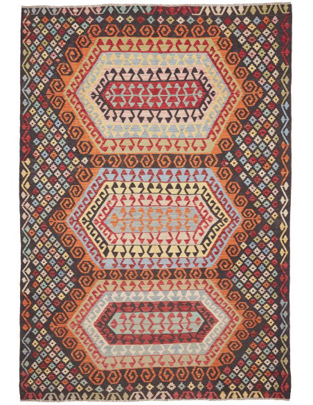 Tappeto Kilim Afghanistan 201x290 Marrone Scuro