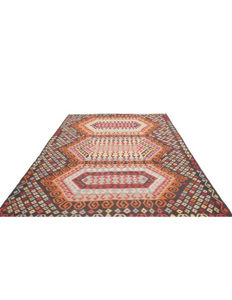 Tappeto Kilim Afghanistan 201x290 Marrone Scuro