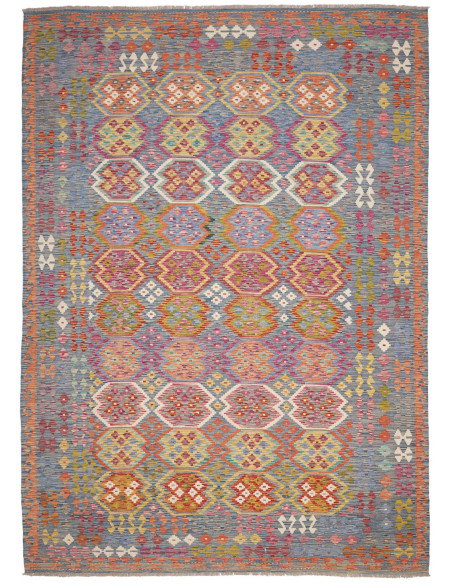 Tappeto Kilim Afghanistan 247x351 Blu Grigio Ar