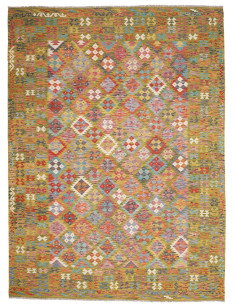 Rug Kilim Afghanistan 249x338 Olive Green Coral