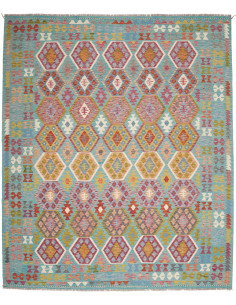 Tappeto Kilim Afghanistan 252x296 Turchese Rosa