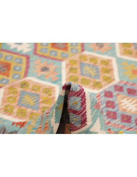 Tappeto Kilim Afghanistan 252x296 Turchese Rosa
