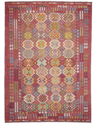Tappeto Kilim Afghanistan 254x346 Borgogna Verd