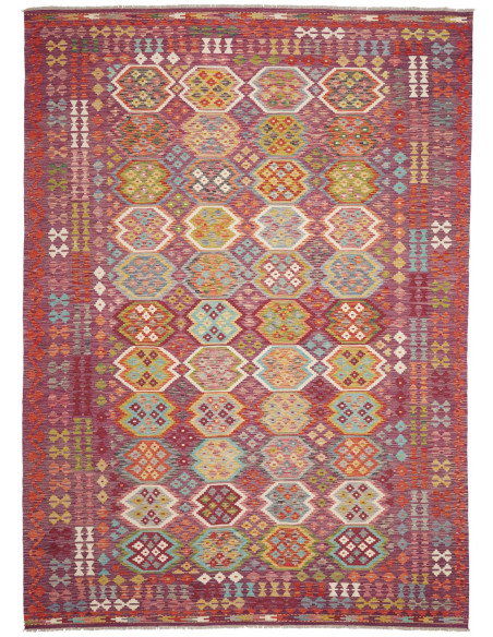 Rug Kilim Afghanistan 254x346 Burgundy Aqua Gre