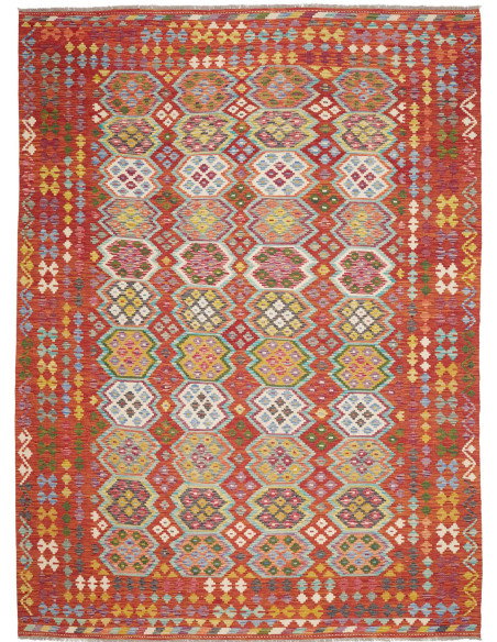 Tappeto Kilim Afghanistan 256x350 Rosso Terraco