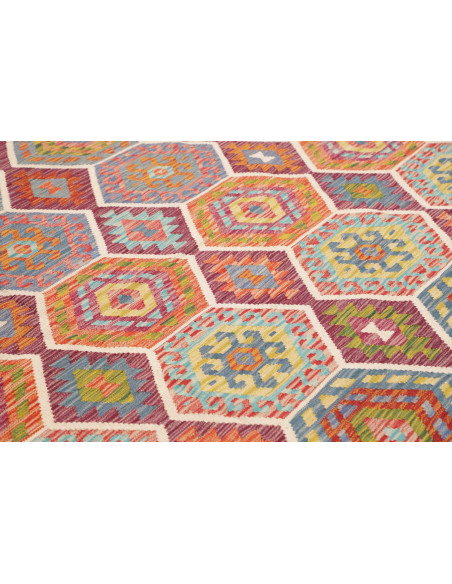 Tappeto Kilim Afghanistan 257x297 Rosso Bordeau