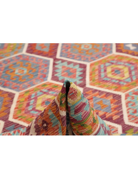 Tappeto Kilim Afghanistan 257x297 Rosso Bordeau