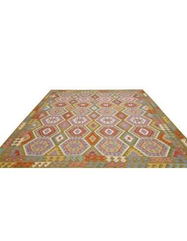 Tappeto Kilim Afghanistan 257x295 Verde Oliva T