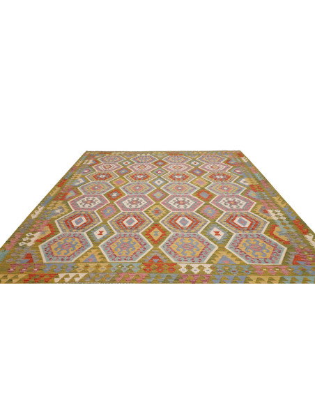 Tappeto Kilim Afghanistan 257x295 Verde Oliva T