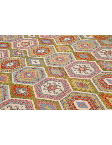 Tappeto Kilim Afghanistan 257x295 Verde Oliva T