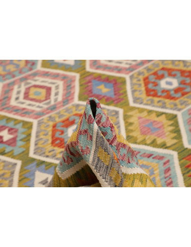 Tappeto Kilim Afghanistan 257x295 Verde Oliva T