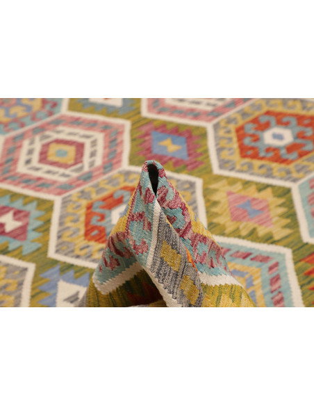 Tappeto Kilim Afghanistan 257x295 Verde Oliva T