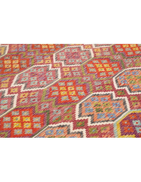 Tappeto Kilim Afghanistan 258x342 Rosso Bordeau