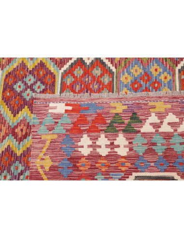 Tappeto Kilim Afghanistan 258x342 Rosso Bordeau