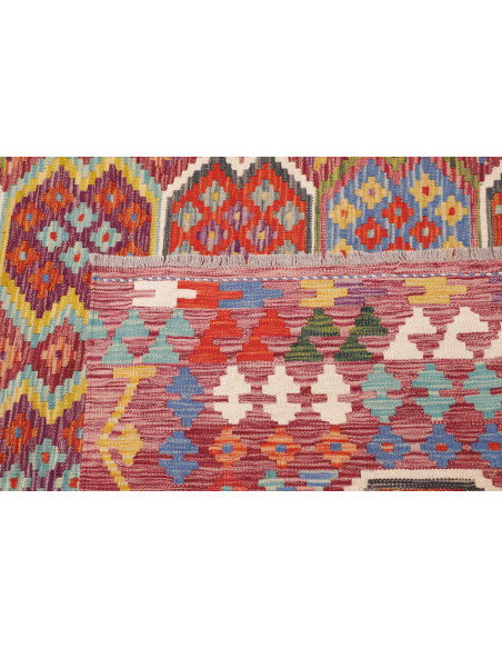 Tappeto Kilim Afghanistan 258x342 Rosso Bordeau