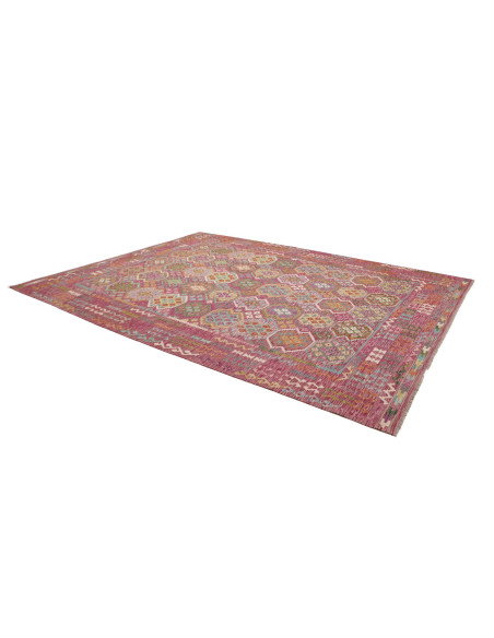Rug Kilim Afghanistan 266x343 Fuchsia Pink Turq