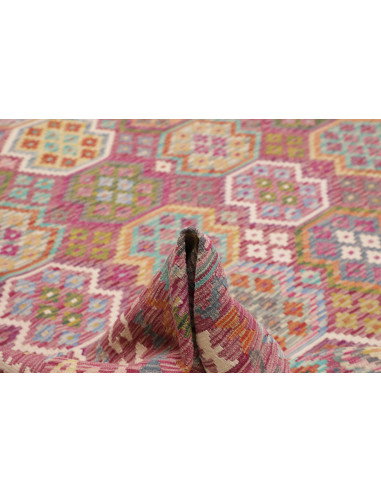 Tappeto Kilim Afghanistan 266x343 Rosa Fucsia A