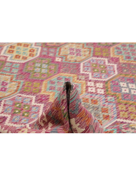 Rug Kilim Afghanistan 266x343 Fuchsia Pink Turq