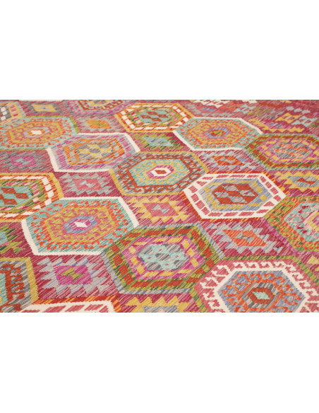Rug Kilim Afghanistan 309x384 Magenta Turquoise