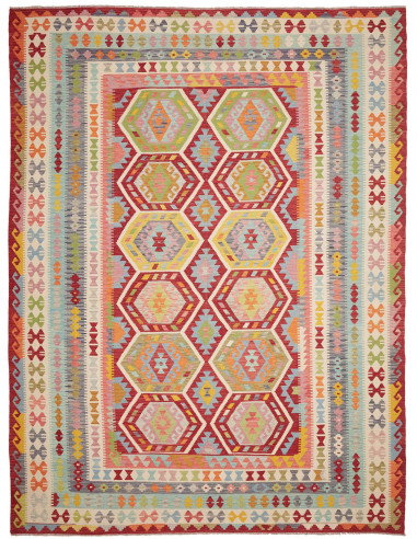 Tappeto Kilim Afghanistan 299x399 Rosso Blu Cre