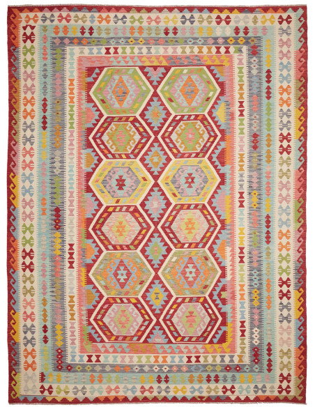 Rug Kilim Afghanistan 299x399 Red Blue Cream Ye