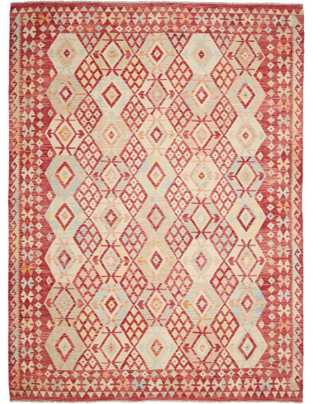 Rug Kilim Afghanistan 255x346 Crimson Red Beige