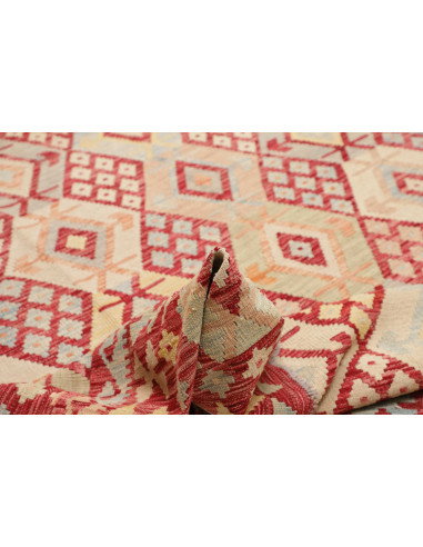 Rug Kilim Afghanistan 255x346 Crimson Red Beige