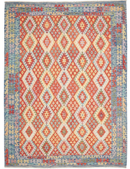 Rug Kilim Afghanistan 255x343 Blue Orange Cream