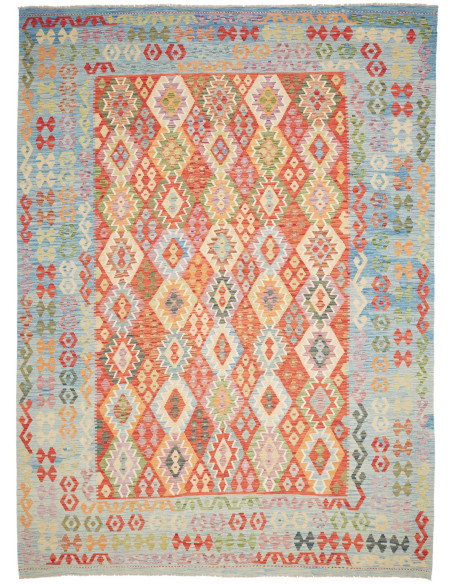 Tappeto Kilim Afghanistan 256x353 Azzurro Aranc