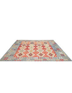 Tappeto Kilim Afghanistan 256x243 Blu Rosso Gia 2