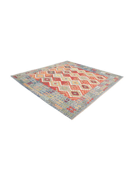 Tappeto Kilim Afghanistan 256x243 Blu Rosso Gia