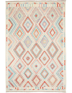 Tappeto Kilim Afghanistan 204x303 Bianco Sporco