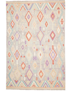 Tappeto Kilim Afghanistan 200x304 Grigio Tenue