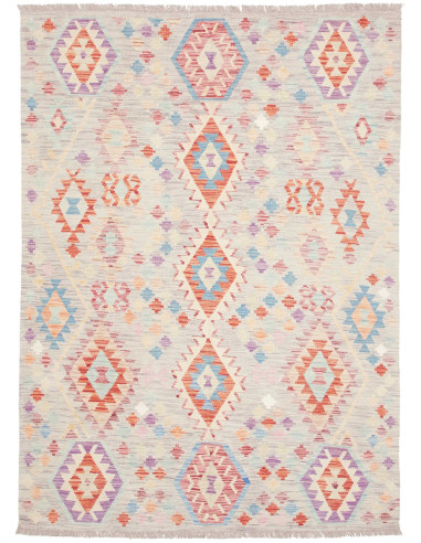 Tappeto Kilim Afghanistan 150x208 Grigio Chiaro